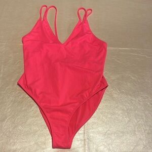 Revamped Pink One Piece Swimsuit Sleek V-Neck High-Cut